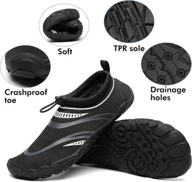 Чоловічі та жіночі аквашузи Mishansha для плавання та відпочинку на пляжі, чорні, 39 EU