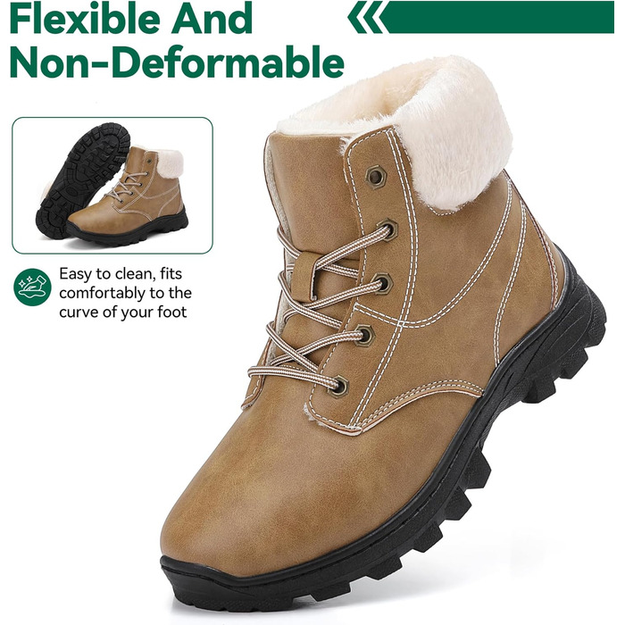 Зимові черевики чоловічі та жіночі – теплі, з підкладкою, зимові чоботи, чоботи для снігу, легкі, неслизькі, для активного відпочинку, трекінгу, снігу та повсякденного носіння, 38 EU, Хакі Gb189