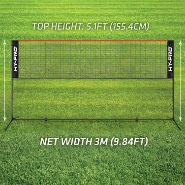 Регульована сітка Hy-Pro для бадмінтону, тенісу, піклболу та волейболу – 1,9 м висота, 3/4 м ширина, легка, з сумкою, для дітей та дорослих