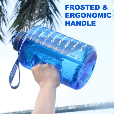 Спортивна пляшка для води 3,78 л з позначками часу та трубочкою, BPA Free, витокозахисна, 3800 мл, блакитна