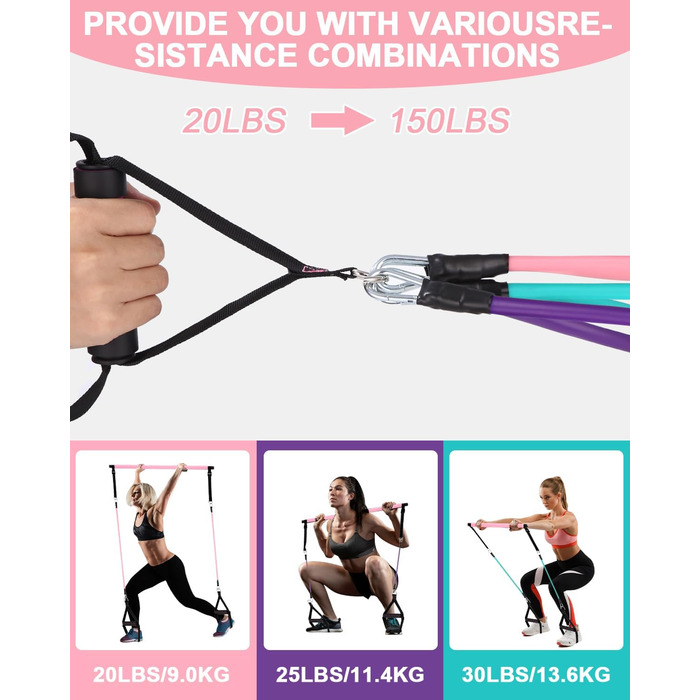 Набір для фітнесу та пілатесу з еластичними стрічками (6 шт.)