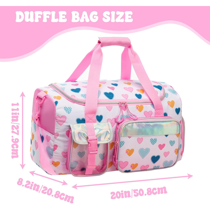 Дитяча спортивна сумка HTGROCE з відділенням для взуття, біла з серцем