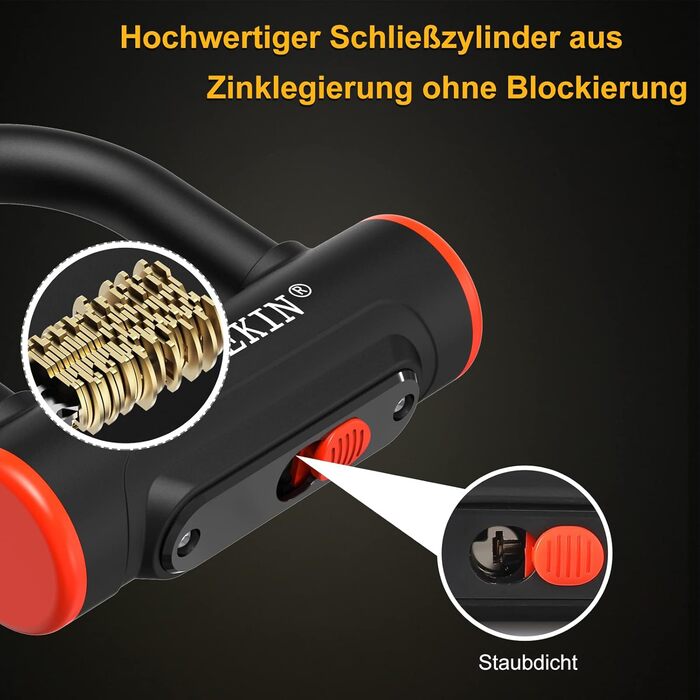 Замок для велосипеда U-подібний з кріпленням, 16 мм, 3 ключі, висока безпека, для мотоцикла, електровелосипеда, гірського велосипеда, скутера. Внутрішні розміри 24,3 x 8,9 см