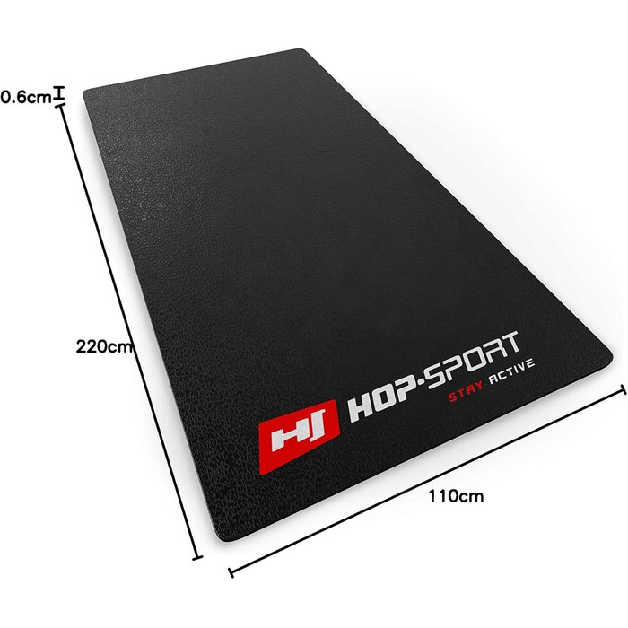 Захисний килимок для тренажерів Hop-Sport з ПВХ (0,6 мм) — протиковзний та водонепроникний килим під обладнання для домашнього залу, антивібраційний, різні розміри