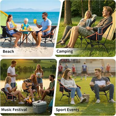 Складний туристичний стілець BeLeEv з кишенями, чорний. Легкий, компактний для кемпінгу, риболовлі, відпочинку на природі.