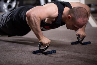 Упори для віджиманьи EmpireAthletics із гальванізованої сталі з пінною накладкою, синьо-чорні, для віджимань