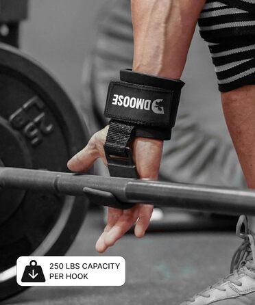 Набори для тяги DMoose Fitness для чоловіків та жінок (пара) - міцний нейлон з ремінцями на зап'ясті 8 мм - допоміжні засоби для тренажерного залу для пауерліфтингу та станової тяги - ручки для силових тренувань, червоні