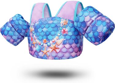 Надувні рукави Zeraty для плавання дітей, Floaties для малюків, рукави для плавання, жилет для дітей 2-6 років (Русалка)