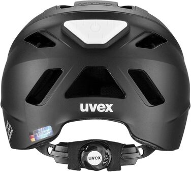 Велосипедний шолом uvex Urban Planet LED, чорний матовий, для жінок і чоловіків, 58-61 см, екологічний