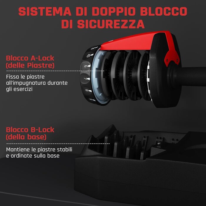 Регульовані гантелі Yaheetech, 15 рівнів, сталь, 2.5 - 24 кг, швидке налаштування, подвійне блокування, неслизькі, для тренажерного залу, дому, офісу