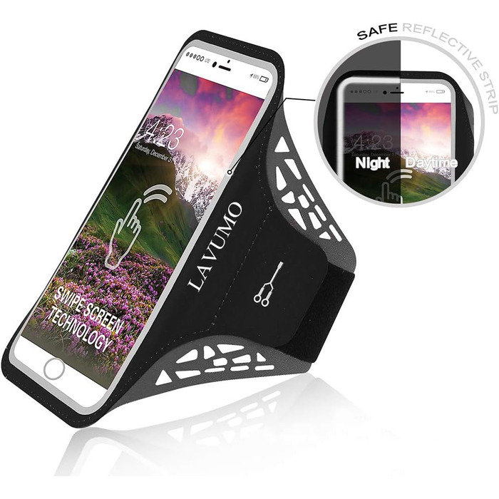 Спортивний браслет на руку для iPhone 16 Pro Max, 16 Plus, 15 Pro Max, 15 Plus, 14 Pro Max, Samsung S24, S23, S22 Ultra. Тримач для телефону під час бігу та тренувань (сумісний з 5.1'-6.5' телефоном, з подовжувачем, чорний)