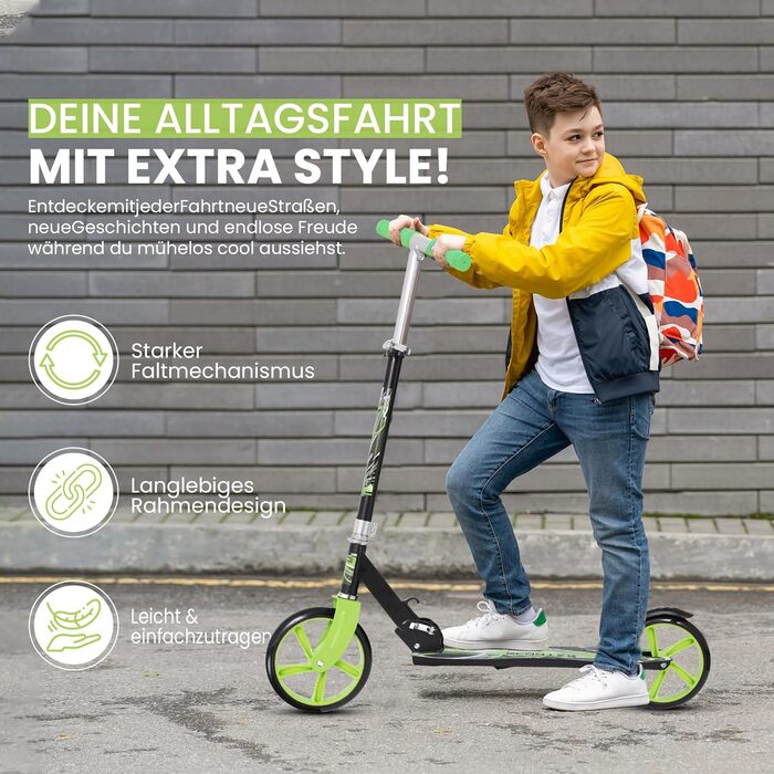 Дитячий трюковий самокат Habib Kickroller – складний, регульована висота, великі колеса, до 80 кг, для міста