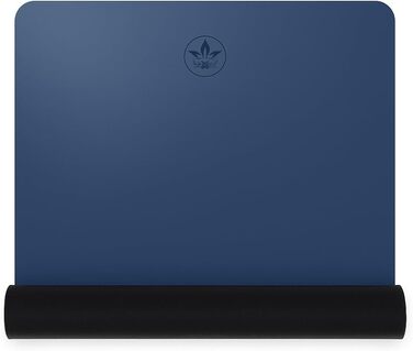 Йога мат YOGALABS® STUDIO: преміум килимок для йоги 185x68x0.4 см з ремінєм з ECO PU та натурального каучуку. Антиковзка поверхня, для гімнастики та пілатесу, 100% екологічний, без шкідливих речовин (Блакитний)