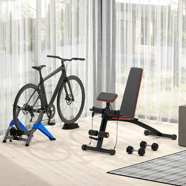 Багатофункціональна лава для обтяжень HOMCOM Multi-Gym з пружинним бустером Тренувальна лава Вага до 120 кг Чорний 54 x 160 x 106 см | Аосом