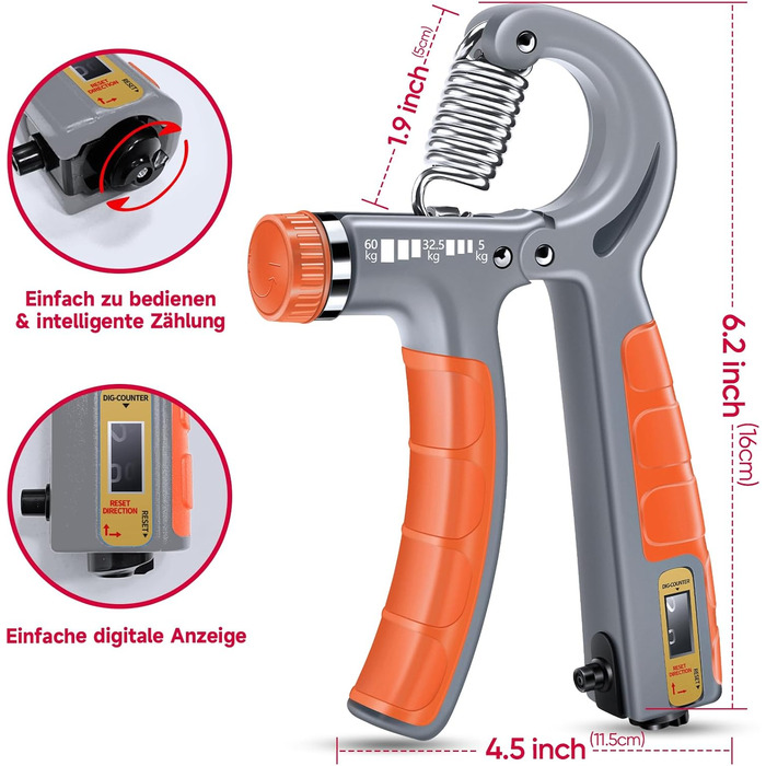 FitBeast Набір для тренування рук (5 шт.): підручник для підручника, підручник для підручника, м'ячик для захоплення, м'ячик для зняття стресу для спортсменів (Помаранчевий)