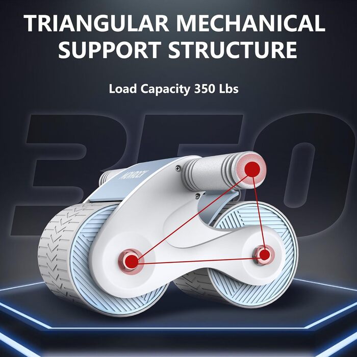 Ролик для пресу з автоматичним відкатом для дому, стабільний тренажер для пресу, з наколінниками, для тренування пресу та сили, світло-блакитний