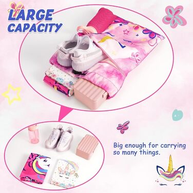 Спортивна сумка WAWSAM для гімнастики з шнурком, 38 x 45 см. Дитяча водонепроникна сумка для плавання, пляжу, покупок (Єдиноріг A002)