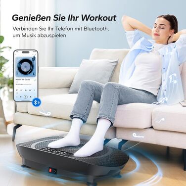 Вібраційна платформа MERACH для тренувань всього тіла, побудова та формування м'язів, автоматичне регулювання швидкості, Bluetooth-динамік, чорний