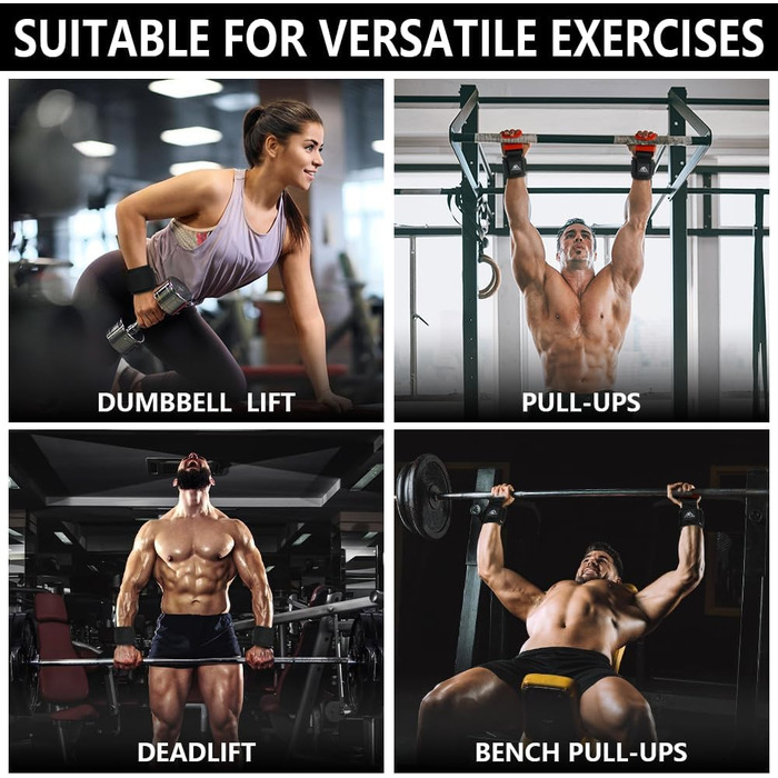 Набори для тяги Flintronic Power Zughilfen: 2 шт. для бодібілдингу, силових тренувань, важкої атлетики та фітнесу. Зручні ручки з неопрену 8 мм та бавовни, шкіряні навантажувальні ручки.