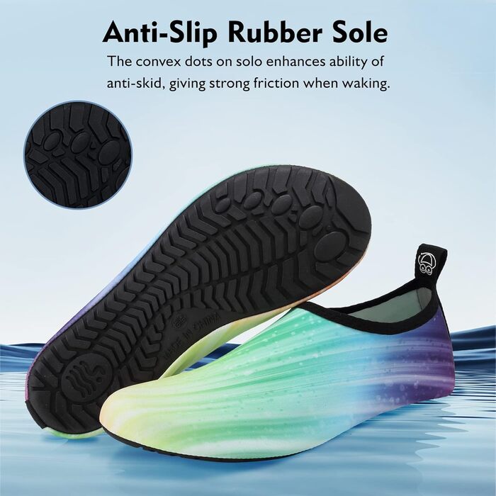 Шкарпетки для плавання HMIYA, аквашузи для жінок та чоловіків, шкарпетки для серфінгу, йоги, тренувань на природі (40/41 EU, градієнт зеленого кольору)