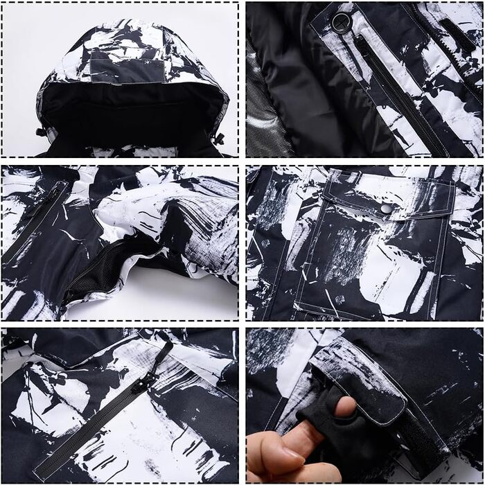 RIUIYEE Комплект чоловічий: куртка та штани для катання на лижах та сноуборді, тепла, з підігрівом, для зимових видів спорту, XXL