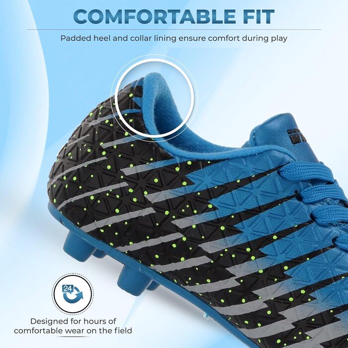 Дитячі футбольні бутси Vizari FG для тренувань та гри | Зручні та з надійним зчепленням | Біло-чорно-срібні (37 EU)