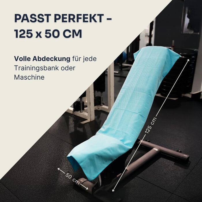 Рушник для фітнесу YUMUVE 125x50 см - спортивний рушник з покриттям для обладнання - неслизький & швидковисихаючий - мікрофібра, рифлена тканина - ідеально для спортзалу, тренажерного залу, йоги, тренувань - 5 кольорів (синій)