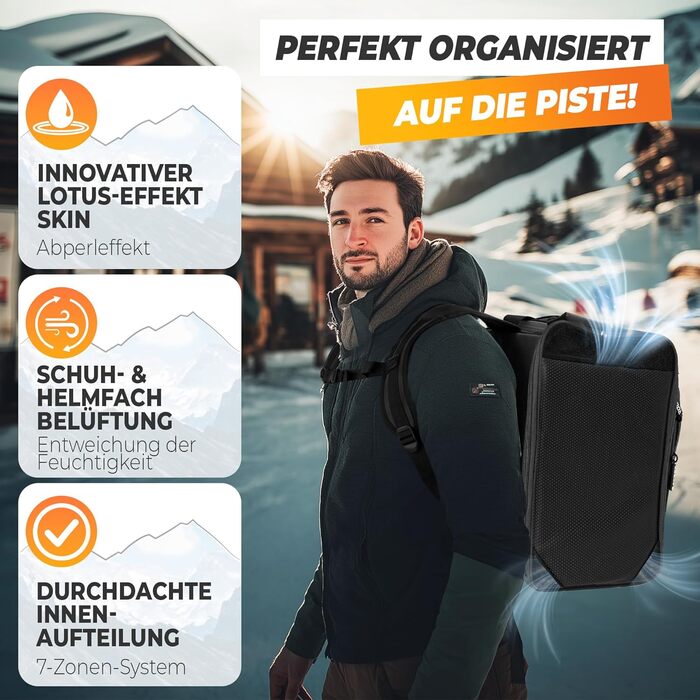 Чорний/сірий рюкзак для гірськолижного спорядження 49L з відділенням для шолома