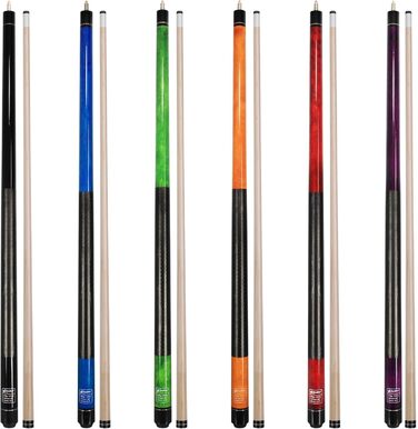 Набір київ для більярду CUEBAR 6 шт., киї 45,7 см, 50,8 см, 595,3 г. Киї для більярду з 3D-рукояткою, 147,3 см для чоловіків та жінок. Кольори: фіолетовий, червоний, зелений, блакитно-зелений, синій, чорний
