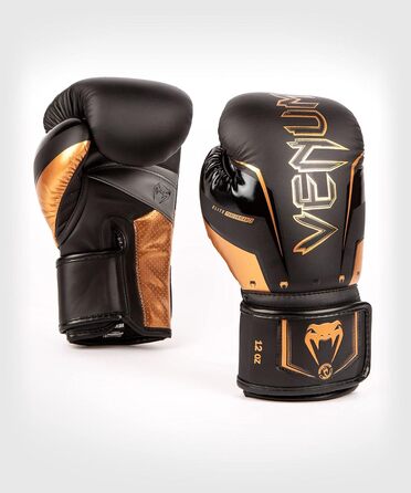 Боксерські рукавички Venum Elite Evo чорного та бронзового кольорів, 14 Oz