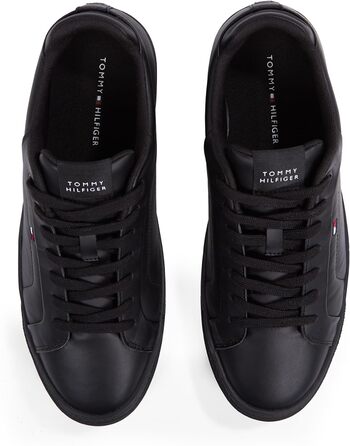 Чоловічі шкіряні кросівки Tommy Hilfiger Low Icon Court Leather Flag Essential, чорні, розмір 46 EU