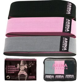 Гумові еспандери для сідниць Arena Strength - еластичні стрічки для ніг та сідниць з посібником та чохлом (Light, Medium, Heavy)
