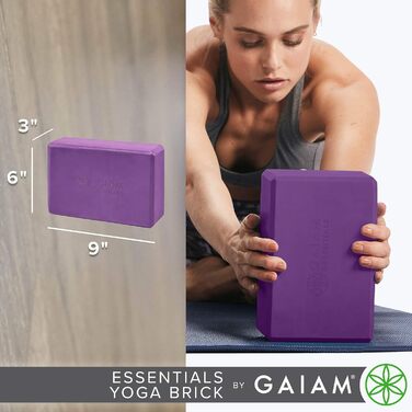 Блок для йоги Gaiam Essentials, EVA-піна, 9×6×3 дюйми — аксесуар для йоги, пілатесу, медитації, розтяжки