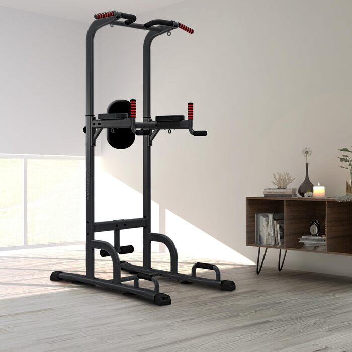 Sportstech 7в1 Power Tower PT300: турнік, бруси для віджимань, силовий тренажер для дому, чорний