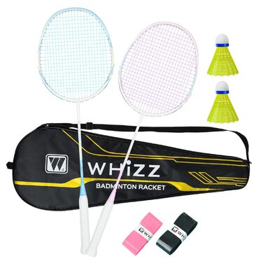 Набір для бадмінтону WHiZZ Carbon: ракетка графітова, воланчики, намотки, сумка (фіолетово-блакитний)