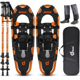 Снігоступи Odoland Allround 4 в 1 для жінок та чоловіків з трекінговими палками, водонепроникними гетрами та сумкою для перенесення, від 21 до 30 дюймів (53-76 см), помаранчевий M (63,5 см)