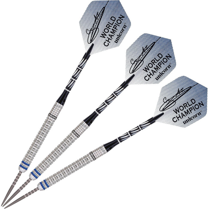 Дротики сталеві Unicorn Phase 3 World Champion Gary Anderson 23 г, сріблясто-чорні, 1 шт.