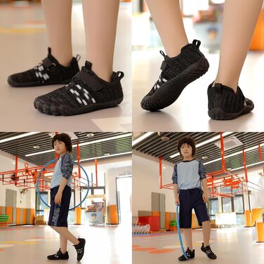 MIFAWA дитячі шкарпетки-кросівки для хлопчиків та дівчаток. Мінімалістичні кросівки з широкою передньою частиною та нульовим перепадом. Ідеальні аквашузи, плавальні та пляжні аксесуари. Розміри 26-37 (26 EU, чорно-білі)