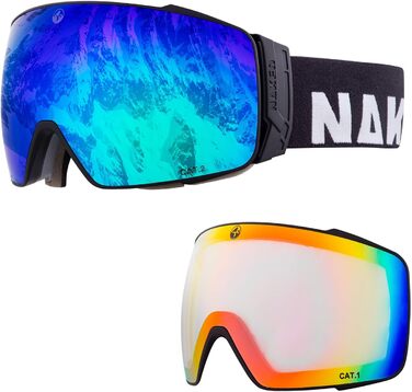 Гірськолижна маска NAKED Optics STORM OTG чорна з лінзою для поганої погоди, змінні лінзи, сноубордична окуляри для чоловіків і жінок