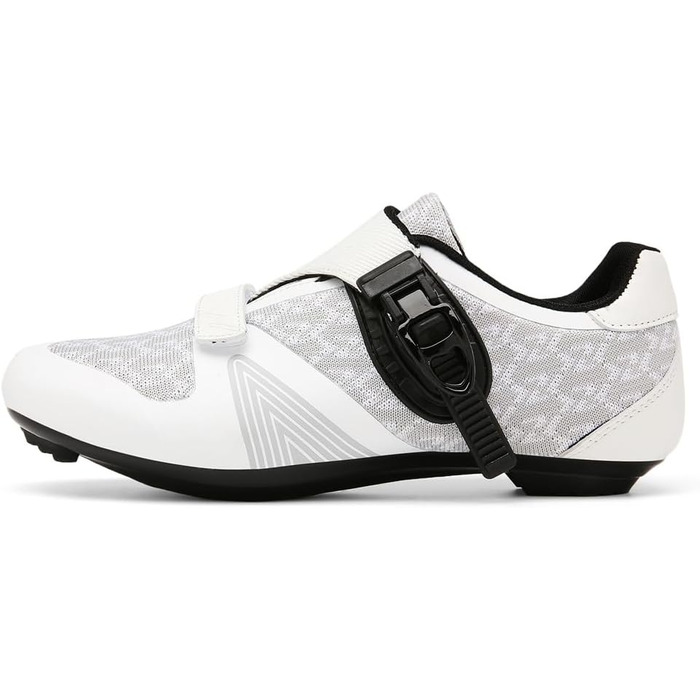 Велосипедні шкарпетки для їзди на велосипеді: чоловічі та жіночі, для шосе та MTB, з жорсткою підошвою, сумісні з Look SPD/SPD-SL, унісекс, для зовнішнього використання з пряжкою (38 EU, білий)