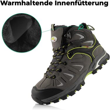 Трекінгові черевики для жінок та чоловіків, теплі, з підкладкою, сірі, зелені (37 EU)