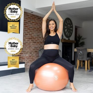 М'яч для пологів BABYGO 75 см: фітбол для вагітних, йога, підготовка до родин, фізіотерапія та відновлення. В комплекті: книга з планом вагітності та післяпологового періоду. Екологічний, антивибуховий, теракотовий колір.
