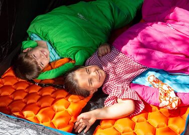 Дитячий спальний мішок MOUNTREX® - 175x70x45 см - для кемпінгу, подорожей, відпочинку на природі. 100% бавовна, рожево-блакитний, легкий, компактний, мумієподібний.