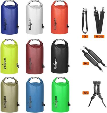 Водонепроникний мішок Unigear Dry Bag 30L (2L/5L/10L/20L доступні) - рюкзак, сумка для риболовлі, каякінгу, кемпінгу, сірого кольору