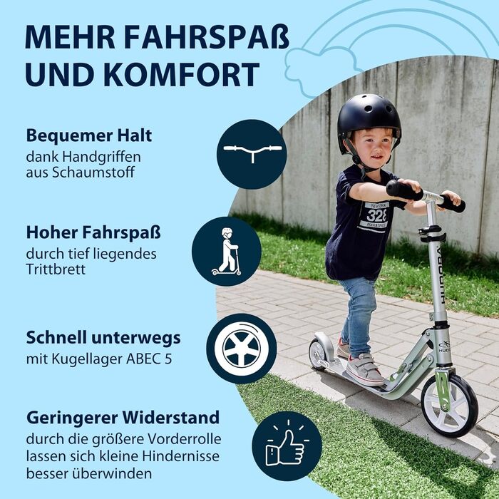 Дитячий алюмінієвий самокат HUDORA Little BigWheel, складаний, з великими колесами, регульована висота, до 100 кг, для дітей від 3 років