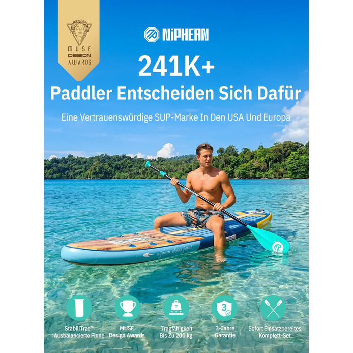 Надувне SUP Board Bluewood Surge 320см з аксесуарами та сидінням. SUP для 2 осіб, 200кг, StabilTrac-Fin