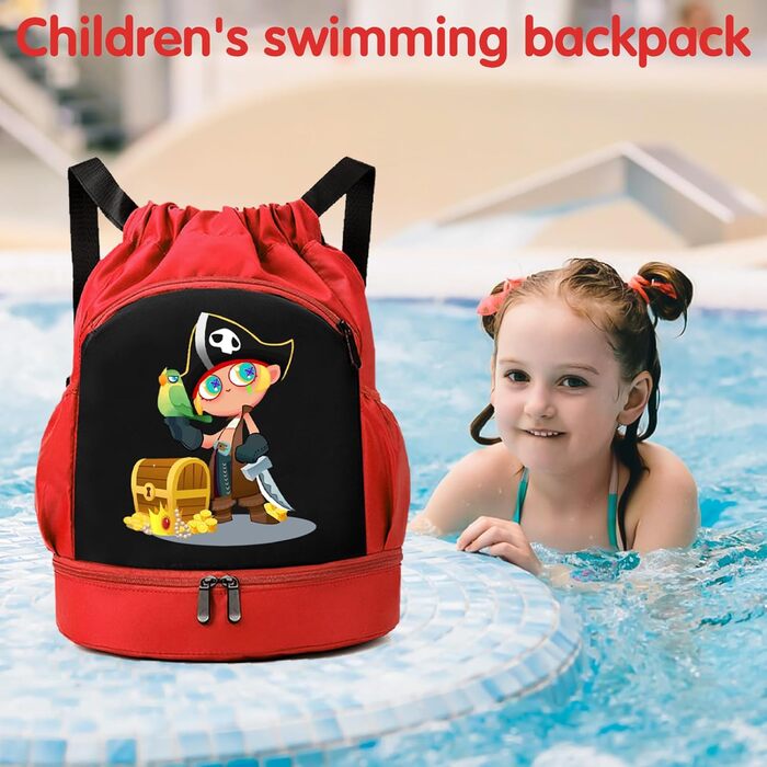 Дитяча спортивна сумка YOUYIKE, водонепроникний рюкзак з відділенням для мокрого одягу, сумка для занять спортом, Gym Bag для дівчаток та хлопчиків, зелений (червоний)