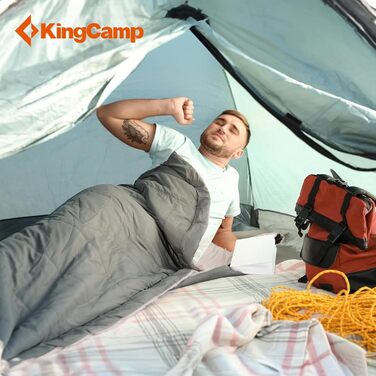 Сплячий мішок KingCamp для двох осіб, зимовий, для кемпінгу, сірий