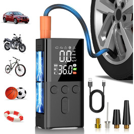Електричний компресор WYRIAZA 10000mAh, 150PSI, портативний насос для авто, велосипедів, мотоциклів, цифровий LED дисплей