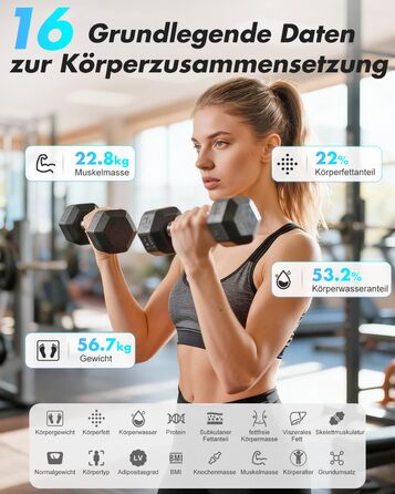 Ваги підлогові Insmart з Bluetooth, аналізатор складу тіла (16 параметрів): вага, BMI, жир, м'язи, вода, чорні